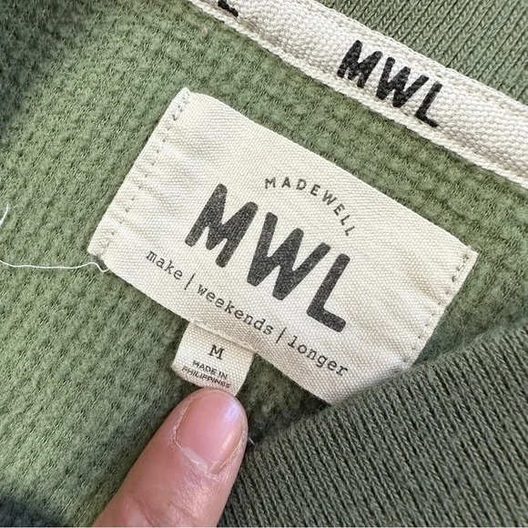 Madewell Women’s MWL Textured Waffle V-Neck Henley Sweatshirt in Faded Palm M - Picture 8 of 12